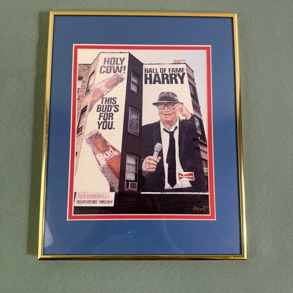 Harry Caray Bob Horsch Gallery Framed Chicago Cubs WGN Radio Photo Set of 2